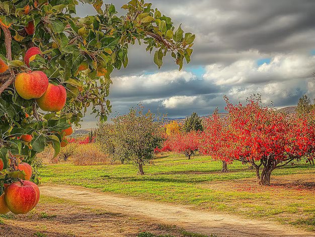 Golden Autumn Foliage and Red Chinar Trees in Kashmir
